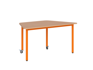 Stolik mobilny szkolno-przedszkolny, blat trapezowy 1400x700 (Nr 4, 5, 6)